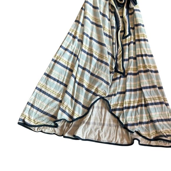 Eze Sur Mer Stripe Print Wrap Dress Spaghetti Strap Cotton Stretch Medium NWT - Picture 5 of 11